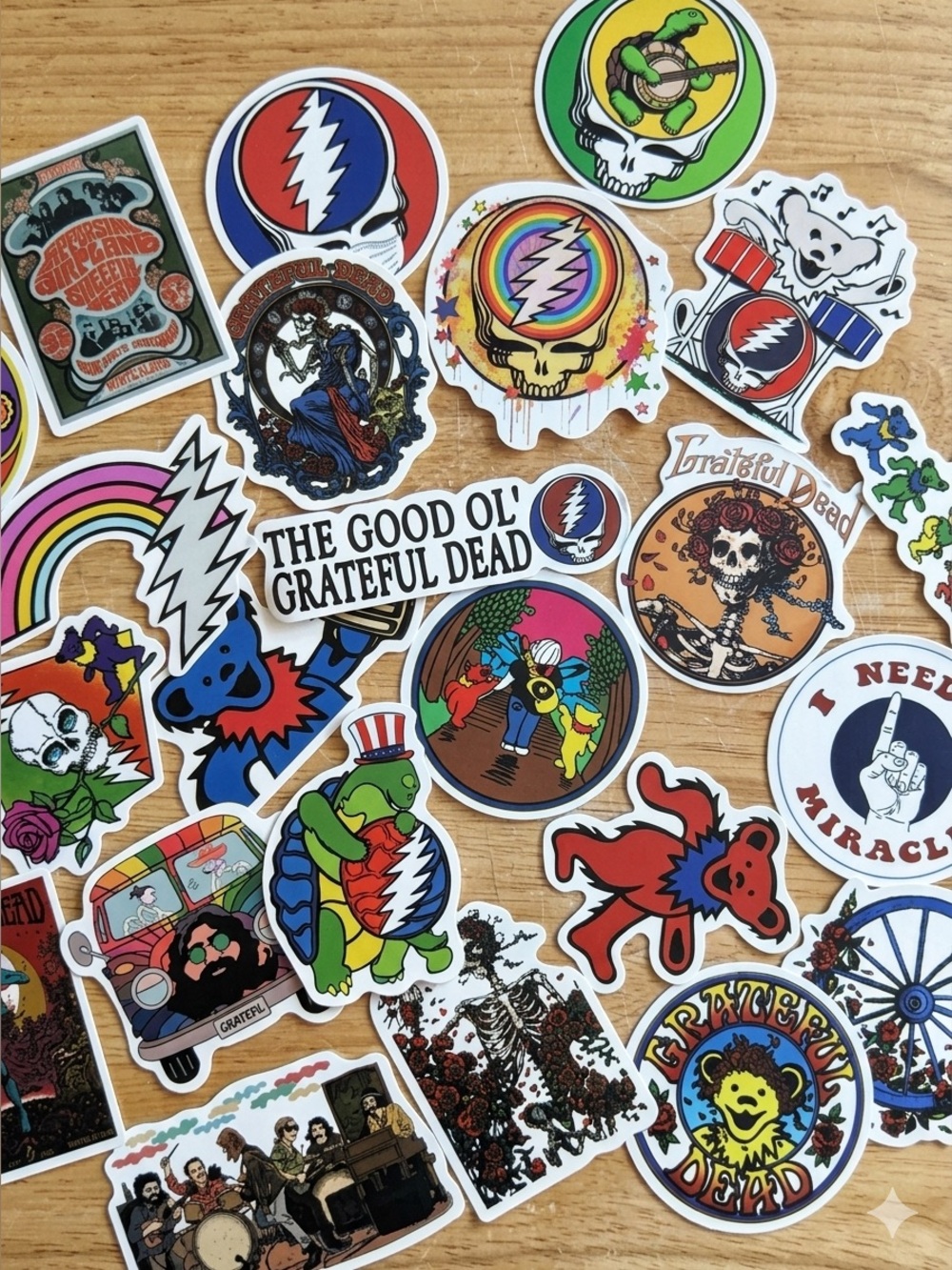 Grateful Dead Matte Paper Stickers Lot Stealie Dancing Bears Pack 25 Piece